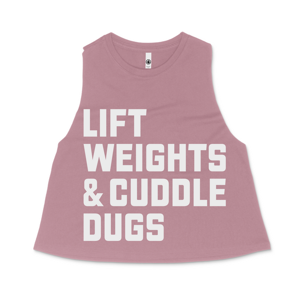 Lift Weights & Cuddle Dugs - Cropped Racerback - Heather Orchid